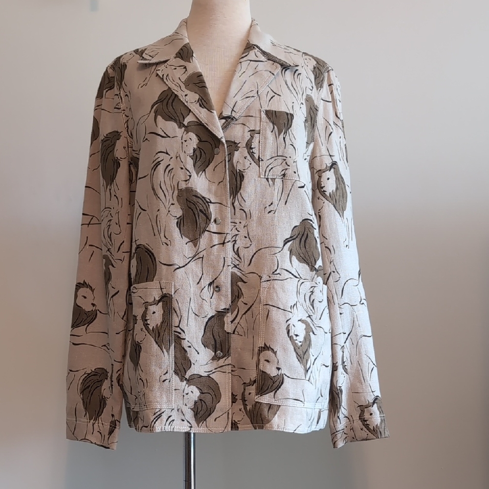 Lafayette 148 New York Jolisa Leo Print Linen Jacket